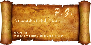 Patocskai Gábor névjegykártya